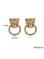 thumb Brass Cubic Zirconia Leopard Vintage Stud Earring 2