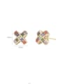 thumb Brass Cubic Zirconia Geometric Dainty Stud Earring 3