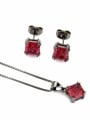 thumb Brass Square Cubic Zirconia Earring and Necklace Set 0