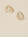 thumb Brass Cubic Zirconia Geometric Minimalist Stud Trend Korean Fashion Earring 1