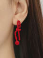 thumb Brass Red Flocking Geometric Cute Stud Earring 1