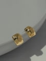 thumb Brass Concave Convex Smooth Geometric Minimalist Stud Earring 0