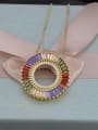 thumb Brass Cubic Zirconia Multi Color Round Dainty Necklace 2