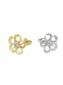 thumb Brass Cubic Zirconia Dainty Flower  Earring and Necklace Set 4
