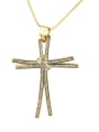 thumb Brass Rhinestone Cross Dainty Regligious Necklace 1