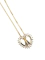 thumb Brass Cubic Zirconia Hollow  Heart Dainty Necklace 3