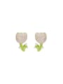 thumb Brass Cubic Zirconia Flower Dainty Stud Earring 0