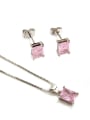 thumb Brass Rectangle Cubic Zirconia Earring and Necklace Set 3
