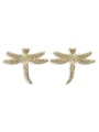 thumb Copper Cubic Zirconia Dragonfly Vintage Stud Trend Korean Fashion Earring 3