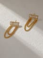 thumb Brass Cubic Zirconia Tassel Vintage Threader Trend Korean Fashion Earring 0