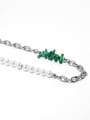 thumb Titanium Steel Freshwater Pearl Enamel Irregular   Vintage Asymmetrical Chain Necklace 3