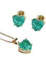 thumb Brass Cubic Zirconia Dainty Heart  Earring and Necklace Set 1