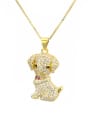 thumb Brass Cubic Zirconia Dog Cute Necklace 1