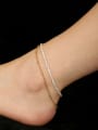 thumb Brass Imitation Pearl Geometric Vintage Double Layer Anklet 2