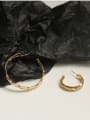 thumb Brass Geometric Vintage C-shaped folds Hoop Earring 4