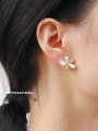 thumb Brass Cubic Zirconia Flower Dainty Stud Trend Korean Fashion Earring 1