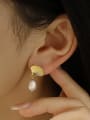 thumb Brass Imitation Pearl Geometric Vintage Drop Earring 2