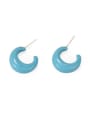 thumb Brass Enamel Minimalist Blue Semicircle  Stud Earring 0