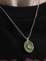 thumb Brass Cubic Zirconia Green Round Vintage Necklace 2