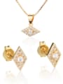 thumb Brass Diamond  Cubic Zirconia Earring and Necklace Set 0