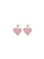 thumb Brass Cubic Zirconia Pink Heart Dainty Stud Earring 0