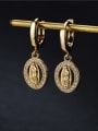 thumb Brass Cubic Zirconia Geometric Vintage Virgin mary Huggie Earring 1
