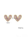 thumb Brass Cubic Zirconia Heart Minimalist Stud Earring 4