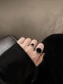 thumb Alloy Cubic Zirconia Black Geometric Trend Band Ring/Free Size Ring 1