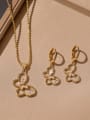 thumb Brass Cubic Zirconia Hip Hop Butterfly Earring and Necklace Set 0