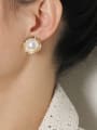 thumb Brass Imitation Pearl Square Minimalist Clip Earring 1