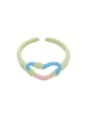 thumb Alloy Enamel Multi Color Heart Minimalist Band Ring 0