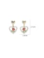 thumb Brass Imitation Pearl Enamel Heart Dainty Stud Earring 2