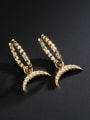 thumb Brass Cubic Zirconia Moon Vintage Earring 1