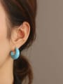 thumb Brass Enamel Minimalist Blue Semicircle  Stud Earring 1