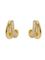 thumb Brass Cubic Zirconia Geometric Vintage Clip Earring 0