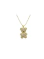 thumb Brass Cubic Zirconia Bear Dainty Necklace 0