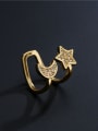 thumb Brass Cubic Zirconia Star Moon Vintage Single Ear clip(Single Only One) 1