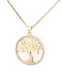 thumb Brass Cubic Zirconia Tree Dainty Initials Necklace 0