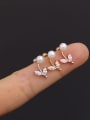 thumb Copper With Cubic Zirconia White Round Minimalist Stud Earring 2