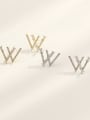 thumb Brass Cubic Zirconia Letter W Vintage Stud Trend Korean Fashion Earring 2