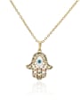thumb Brass Cubic Zirconia Hand Of Gold Vintage Necklace 2