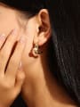 thumb Brass Freshwater Pearl Geometric Vintage Stud Earring 1