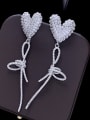 thumb Brass Cubic Zirconia Heart Luxury Threader Earring 3