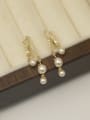 thumb Brass Imitation Pearl Cross Vintage Drop Earring 2