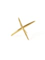 thumb Brass  Minimalist  Glossy geometric line letter X earrings Stud Earring 2