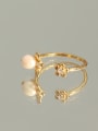 thumb Brass Imitation Pearl Flower Vintage Band Ring 2