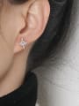 thumb Brass Cubic Zirconia Asymmetry Star Minimalist Stud Earring 1