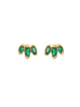 thumb Brass Cubic Zirconia Green Geometric Stud Earring 0