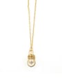 thumb Brass Imitation Pearl Irregular Vintage Light bulb pendant Necklace 3