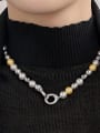 thumb Brass Imitation Pearl Round Minimalist Beaded Necklace 1